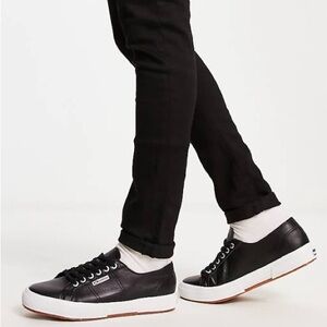 Superga 2750 Nappa Leather Black - White Women’s Sizes NWT